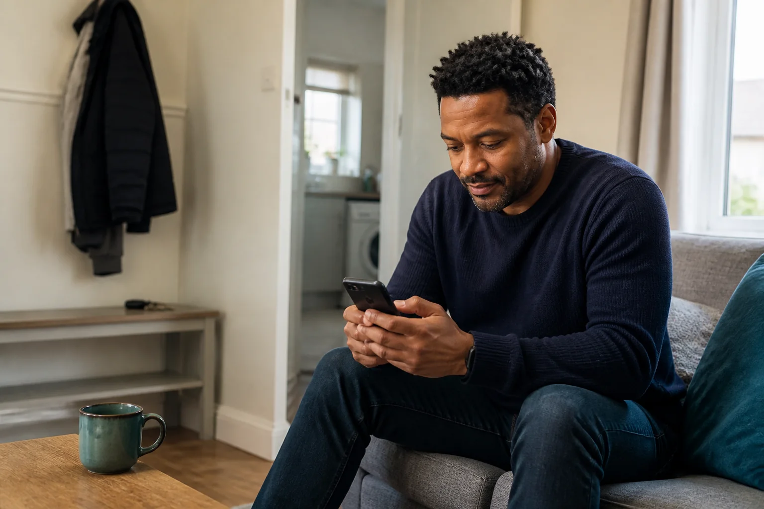 A customer starting his application online from home